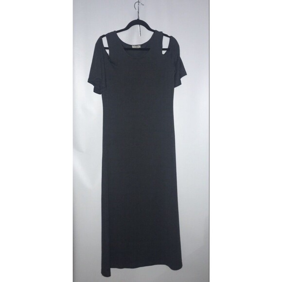 Umgee Dresses & Skirts - Umgee Dress cut-out shoulder Women's Large Grey Short Sleeve Long Maxi Knit